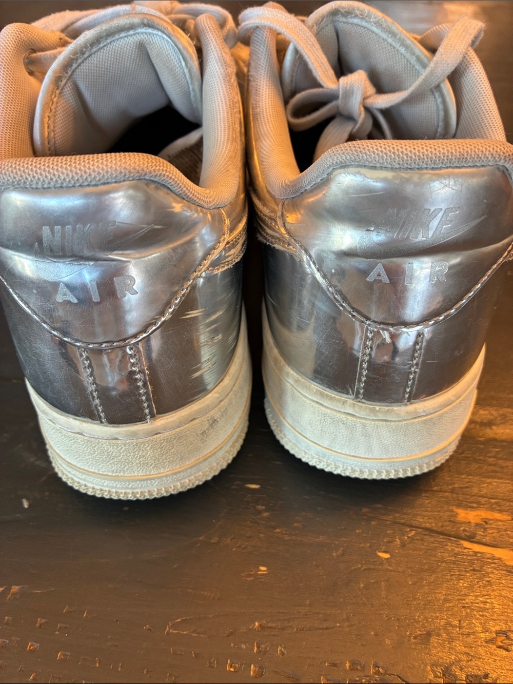 Nike Women's Air Force one Sneakers in Metallic Silver - Picture 4 of 13
